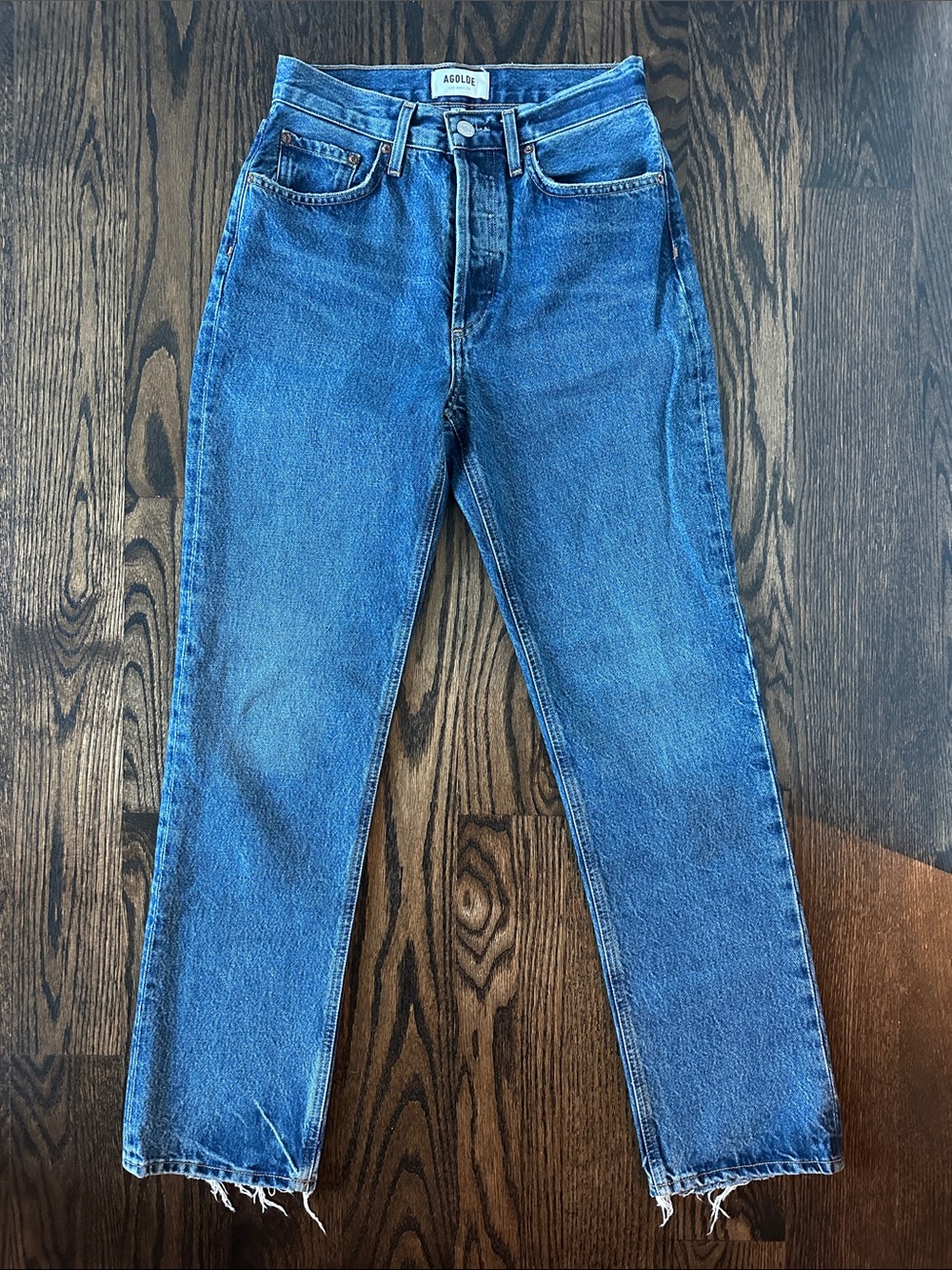 Agolde Women’s Mid-Blue Straight Jeans